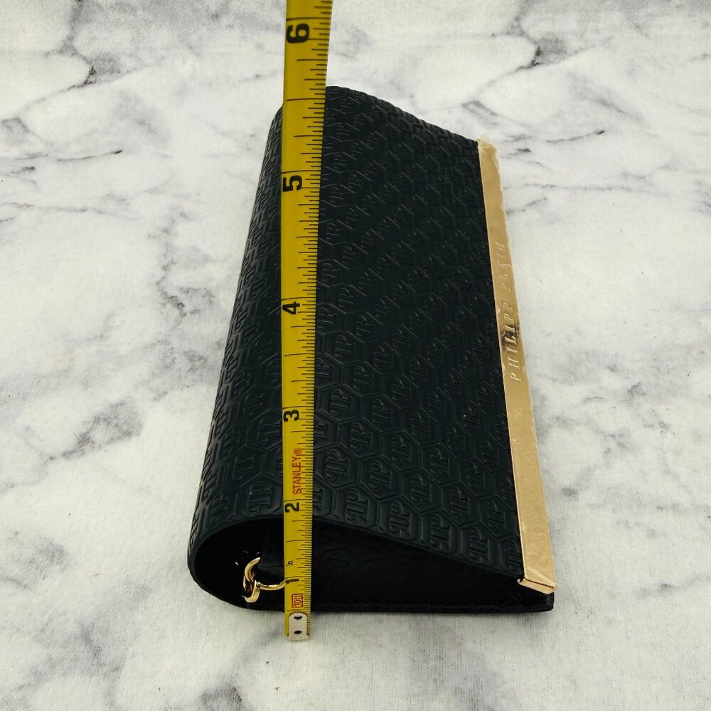 Philipp Plein Sunglasses Case Set, Black Suede Leather,Gold Shoulder Chain,Cloth - Picture 6 of 9
